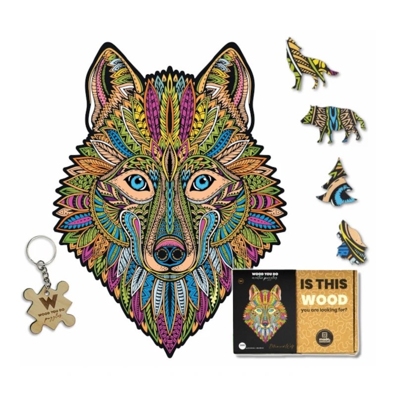 Puzzle drewniane Wilk | Determined Wolf | 38x28cm | 200 elementów