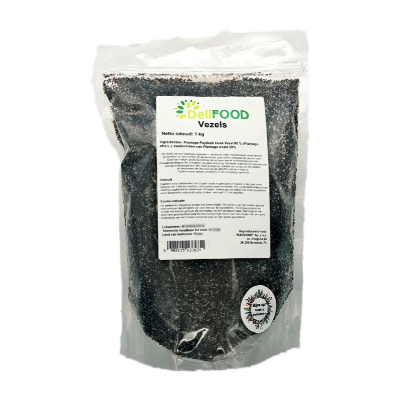 Vezels 1kg (80% zaadschillen Plantago afra L., 20% zaadschillen