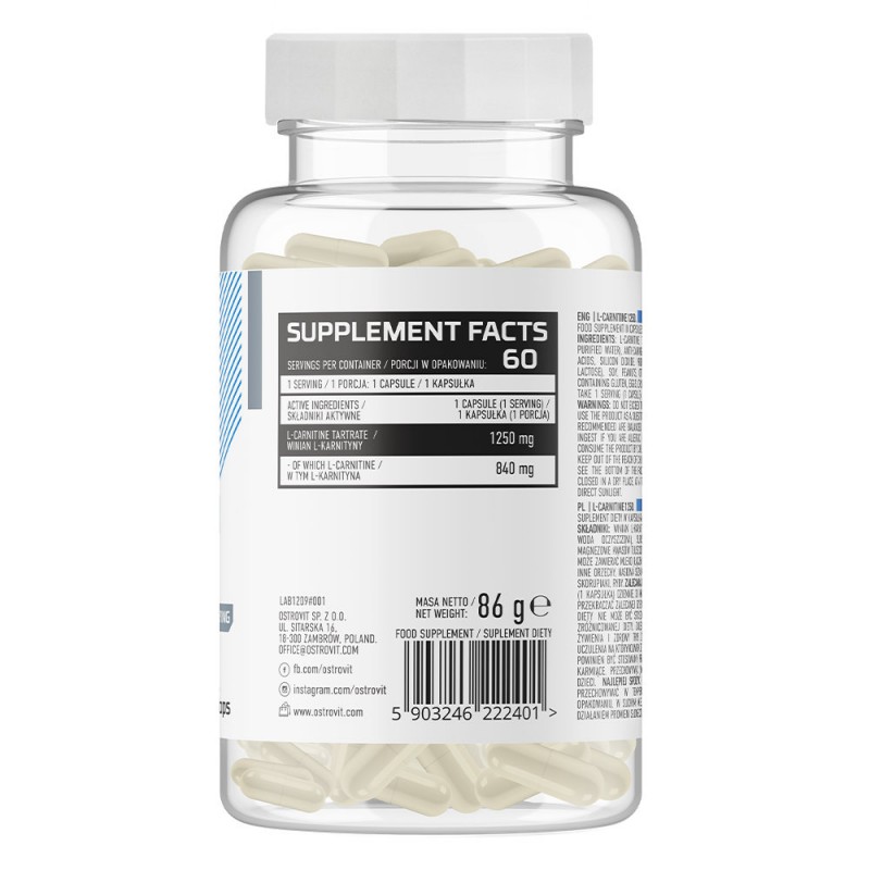 OstroVit L-Carnitine 1250 mg Capsules - Now Available