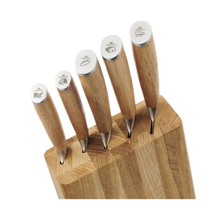Gerlach Deco zwarte messenset beuken houten blok messenslijper voor keuken 5 soorten messen duurzaam hard roestvrij staal handvat met ABS keukenmes koksmes brood groente