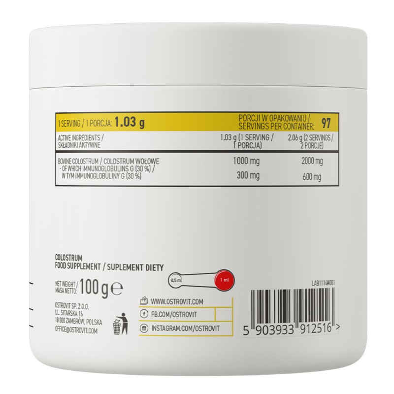 OstroVit Pharma Beef Colostrum 100 g kup | ietsGezond.nl