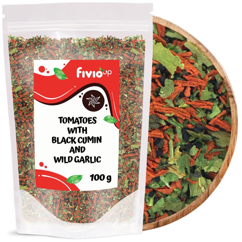 Tomaten met zwarte komijn en daslook 100g