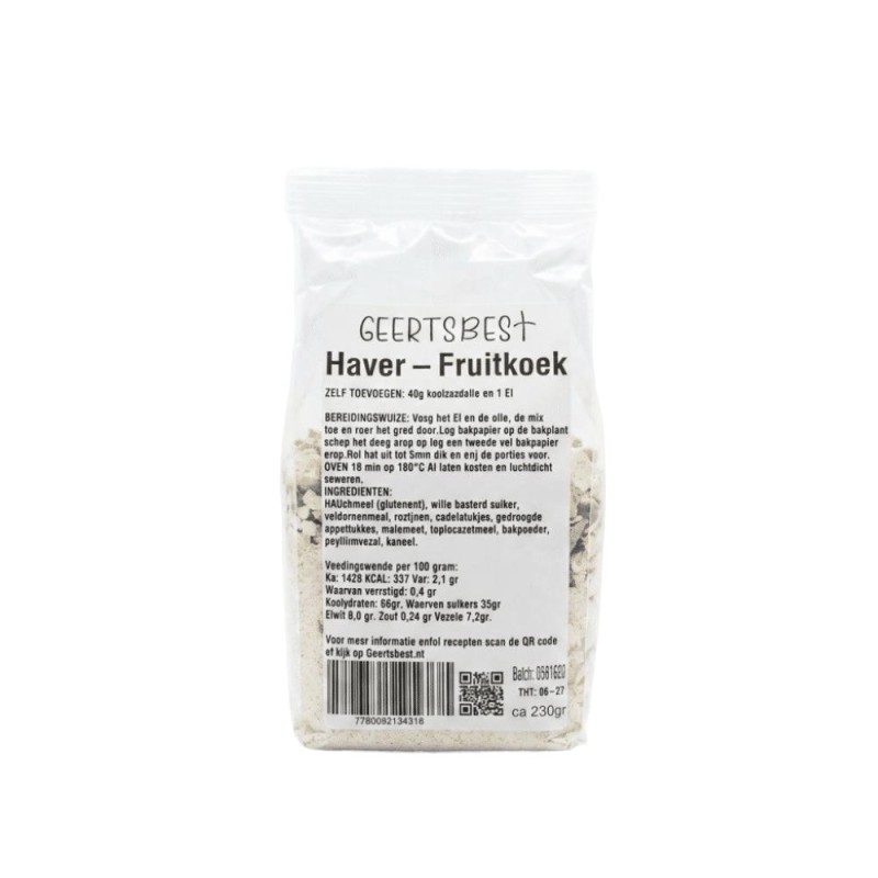 Haver-Fruitkoek mix | glutenvrij | 230g